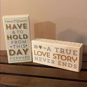 Kirkland’s Home Decor cream, grey, and gold blocks